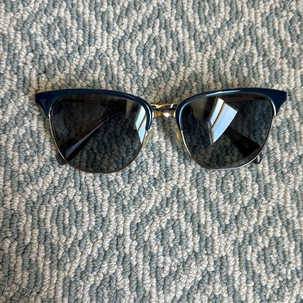 Oliver Peoples Blue and Gold Cat-Eye Sunglasses